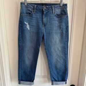 Just Black Cropped Distressed Blue Boyfriend Jeans